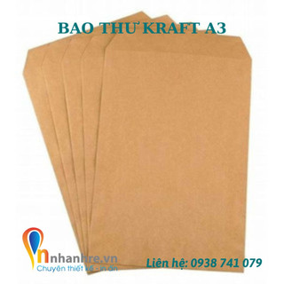Bao thư kraft A3, combo 10 bao bì thư giấy kraft, bao thư giấy xi măng đựng tài liệu, hồ sơ giá rẻ - INNHANHRE.VN
