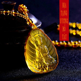 Dây chuyền mặt Phật - Chuỗi hạt đeo cổ mặt phật Địa Tạng Vương Bồ Tát tựa lá đề (màu vàng)