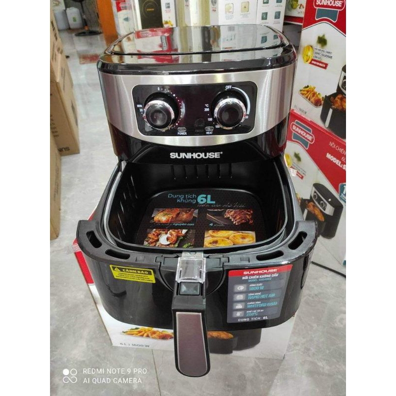 Nồi Chiên Không Dầu 6lit Sunhouse SHD4062 Hàng chính hãng 100%