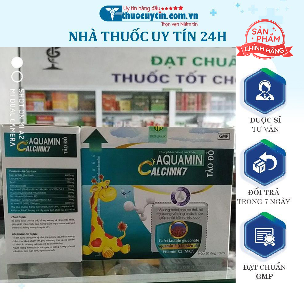 Canxi tảo đỏ Aquamin Calci Mk7 không nóng trong tăng trưởng chiều cao-còi xương chậm lớn