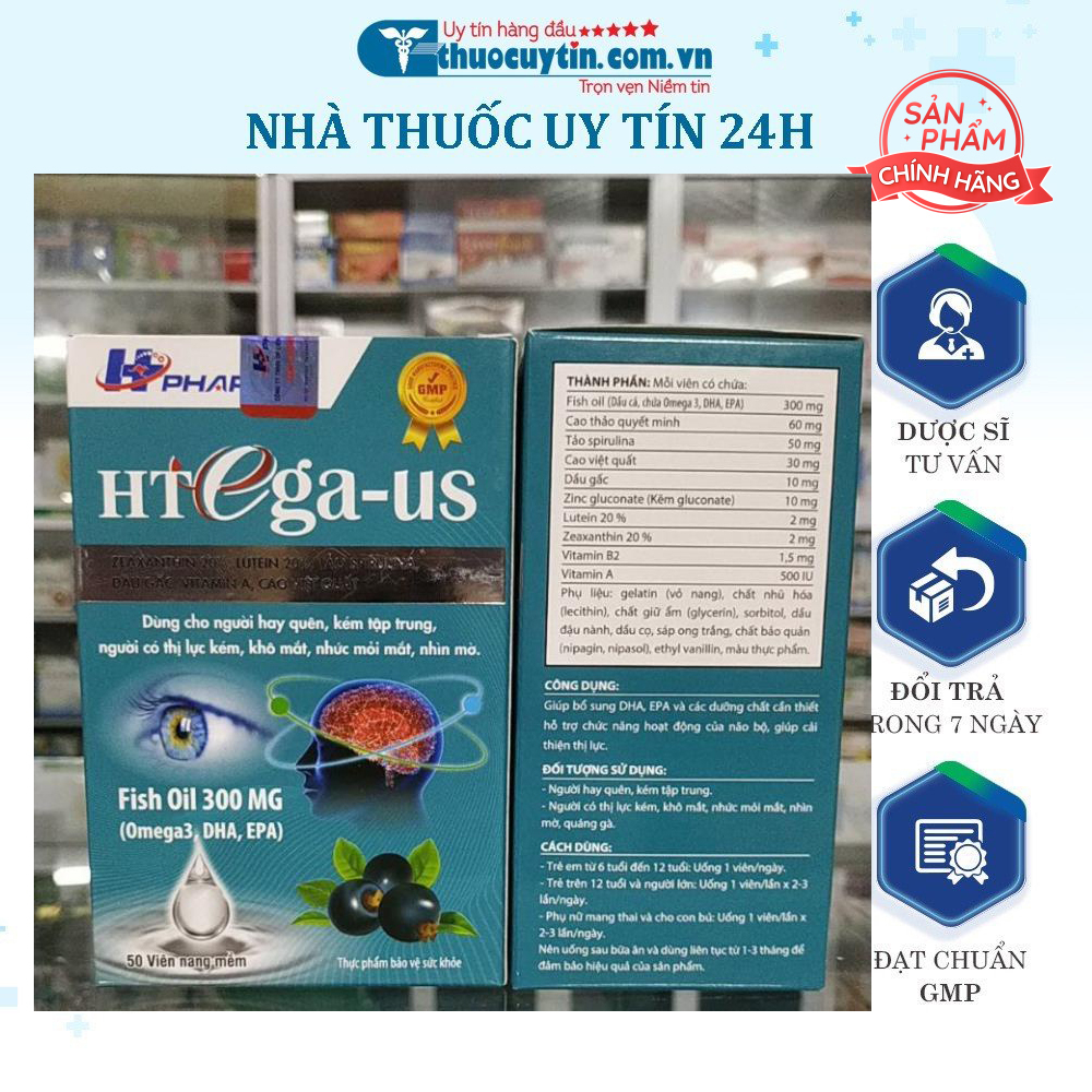 Omega 3 Dầu gấc Vitamin A HTega US bổ mắt bổ não cải thiện thị lực (Bác sĩ kê đơn)