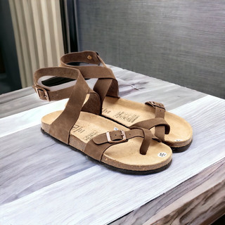 Sandal birken xỏ ngón DA BÒ THẬT dép đế trấu xỏ ngón da bò unisex chính hãng Bioline