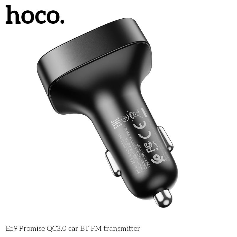Tẩu sạc oto Hoco E59 V5.0, 2 cổng USB ( 5V/3.1A + Q.C 3.0 ) khe cắm thẻ TF, hỗ trợ nghe nhạc và sạc điện thoại. | BigBuy360 - bigbuy360.vn