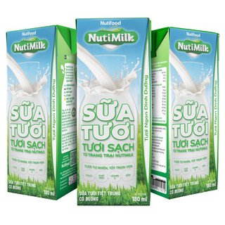 Thùng 48 hộp sữa tươi sạch Nutimilk 180ml có đường