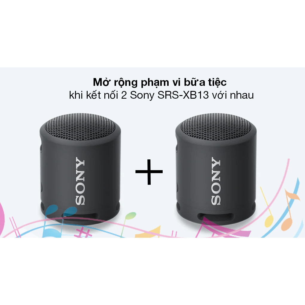 Loa Bluetooth Sony SRS-XB13 Âm Bass Mạnh Mẽ Chống Nước IP67 Chơi Nhạc 16H - Kết Nối 2 Loa - Bảo Hành 2 Năm