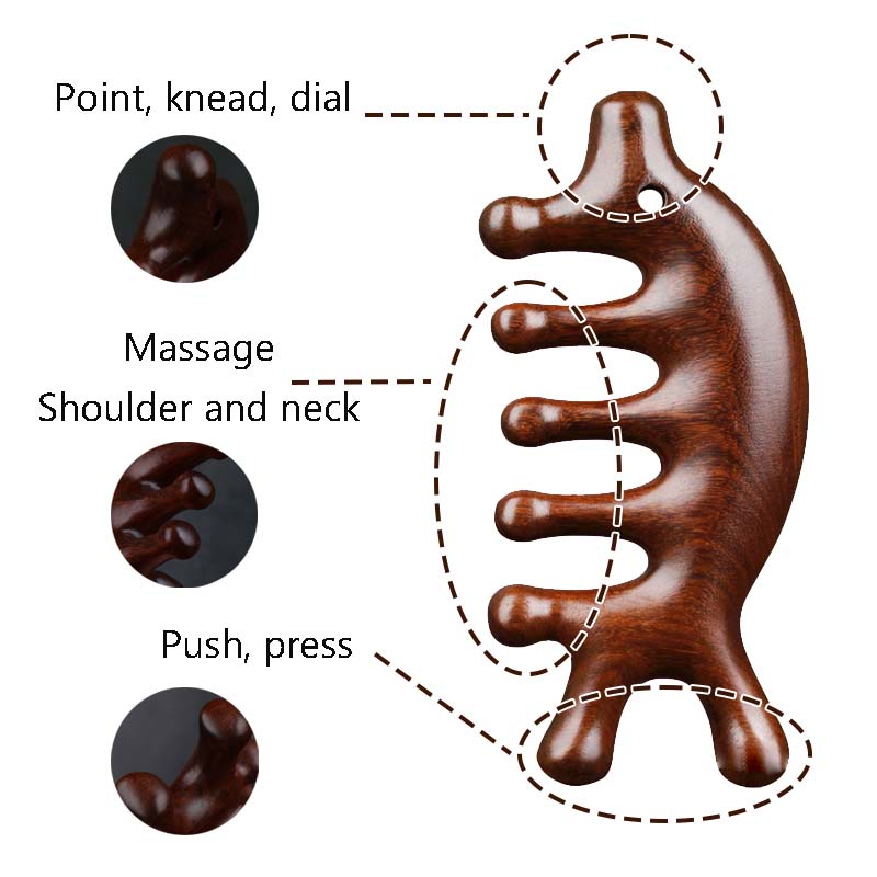 Lược Gỗ Đàn Hương Mát Xa Da Đầu Cho Nam Và Nữ - Tặng Tinh Dầu + Túi Đựng