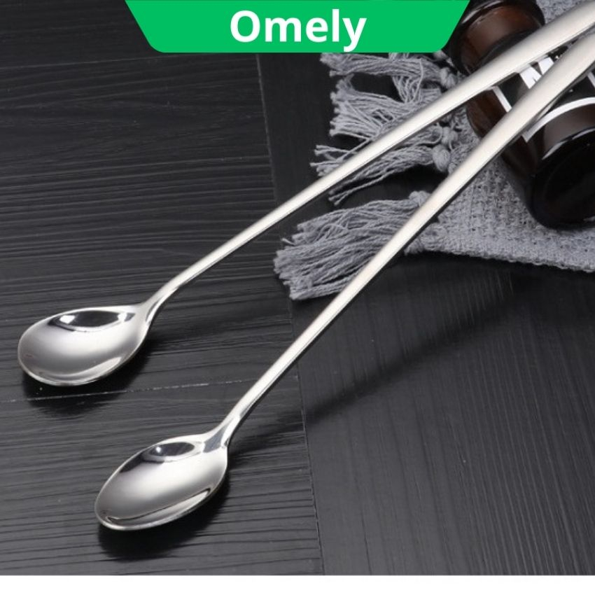 Thìa inox cán dài, muỗng sinh tố - Thìa khuấy nước ép, thép không gỉ, dài 19cm