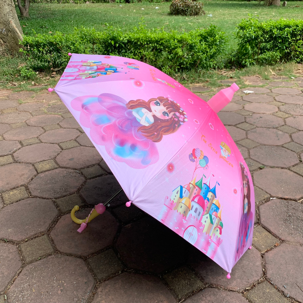 Ô dù đi nắng che mưa mẫu công chúa xinh xắn màu hồng cho bé gái - Ô dù trẻ em cao cấp