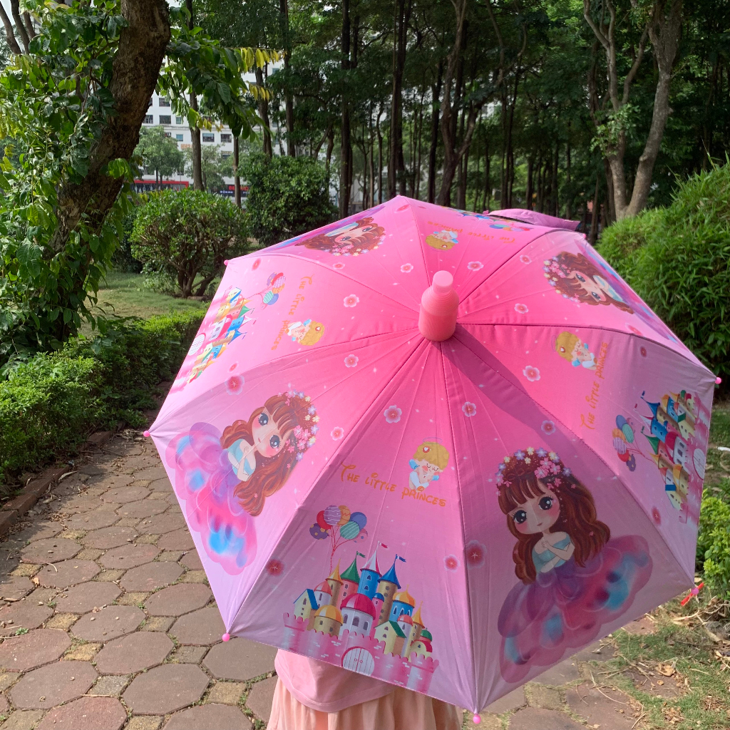 Ô dù đi nắng che mưa mẫu công chúa xinh xắn màu hồng cho bé gái - Ô dù trẻ em cao cấp