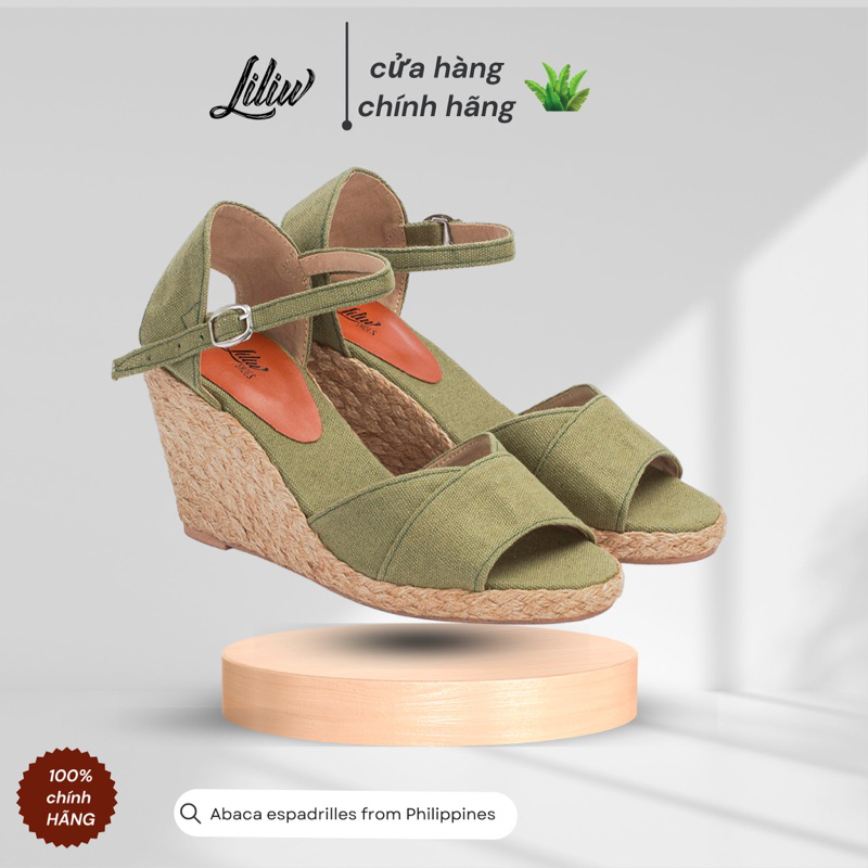 Cao gót đế cói Liliw dáng xuồng quai chéo cao 8cm - Coco Oliu