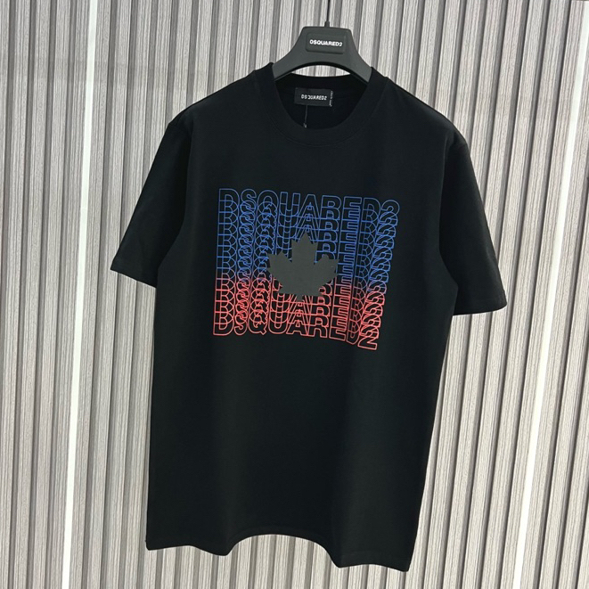 Áo Cộc Tay Nam Nữ In Chữ DSQ2 Nháy Xanh Đỏ Hình Lá Phong Đen Trắng - Áo Phông Boy Phố Đi Cháy Cực Chất #Hot #2023