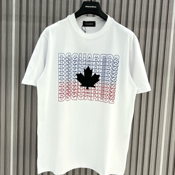 Áo Cộc Tay Nam Nữ In Chữ DSQ2 Nháy Xanh Đỏ Hình Lá Phong Đen Trắng - Áo Phông Boy Phố Đi Cháy Cực Chất #Hot #2023