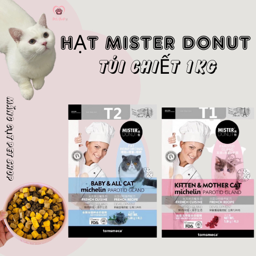 Hạt Mister Donut cho mèo,Hạt cho mèo trưởng thành - mèo con &amp; mèo bầu