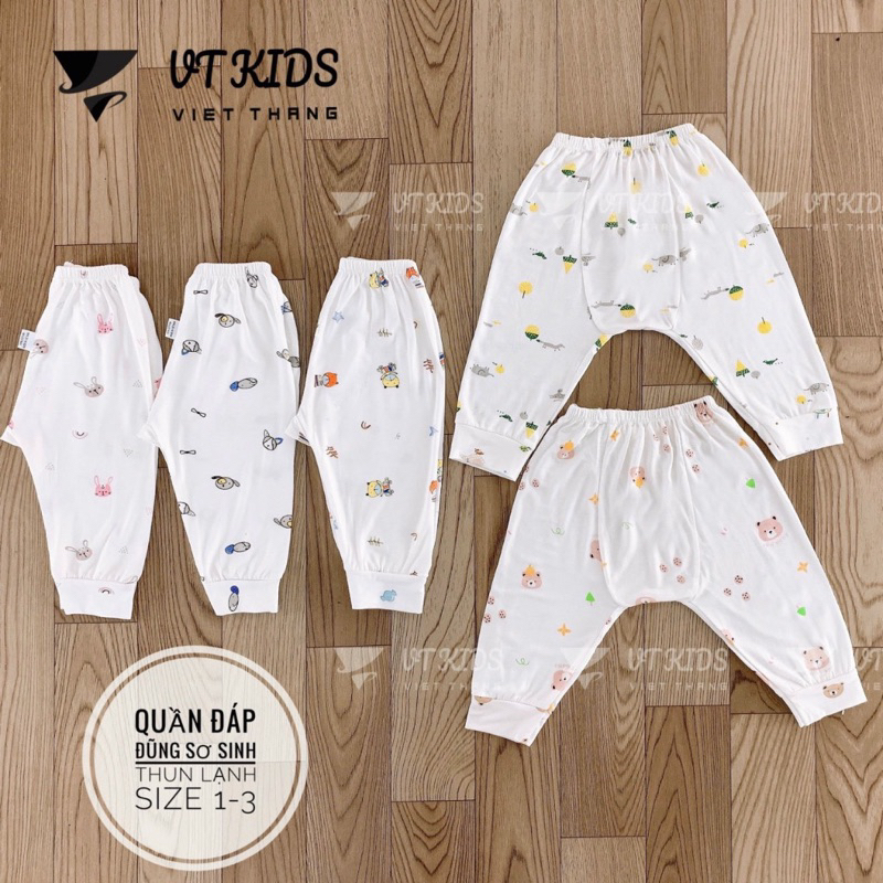 Quần dài thun lạnh màu in/ trắng in cho bé sơ sinh đến 9kg