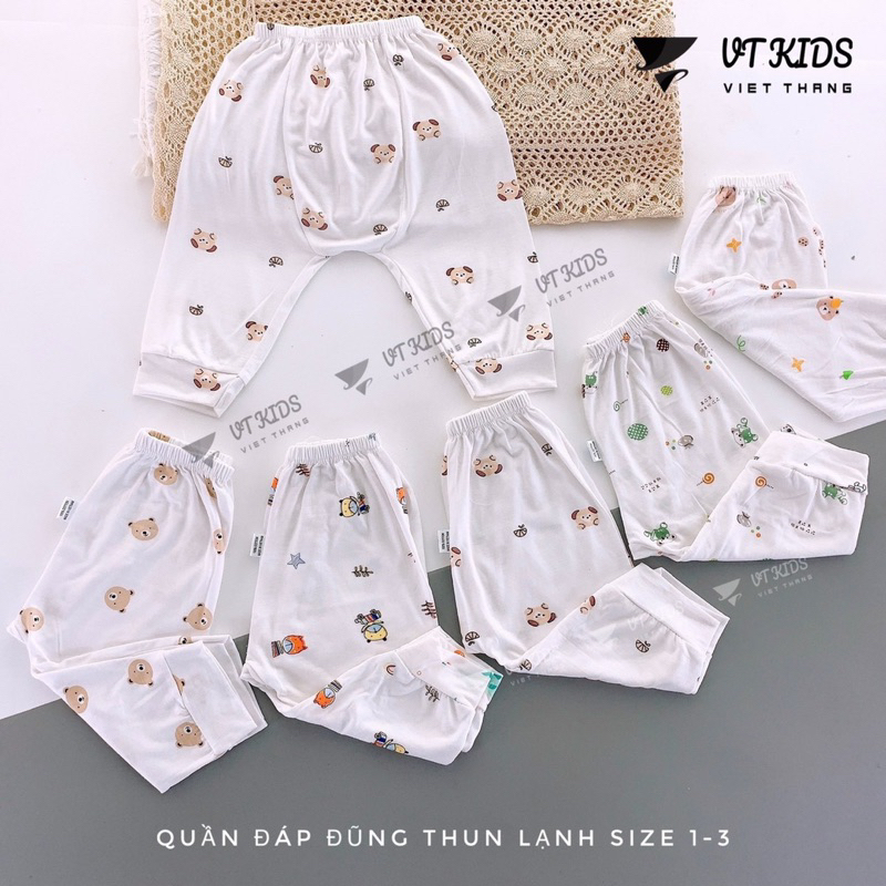 Quần dài thun lạnh màu in/ trắng in cho bé sơ sinh đến 9kg
