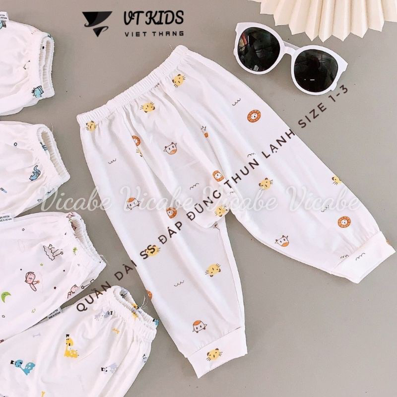 Quần dài thun lạnh màu in/ trắng in cho bé sơ sinh đến 9kg