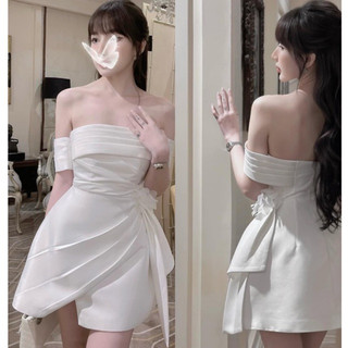 Đầm dự tiệc trễ vai nhún eo chất phi P đầm dự tiệc sang trọng - vanie Dress