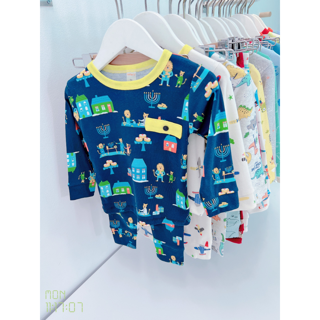 Bộ quần áo dài tay Cater Sài Gòn, vải cotton mềm mịn, co giãn thoải mái cho bé trai, bé gái BD41