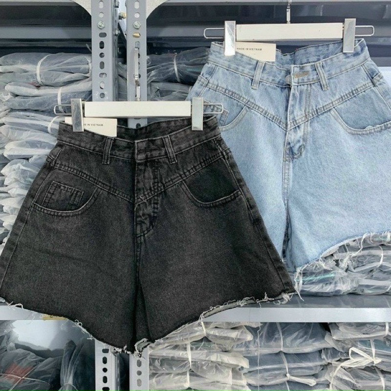 QUẦN JEANS ĐÙI LƯNG CAO ỐNG XOÈ 2 TÚI