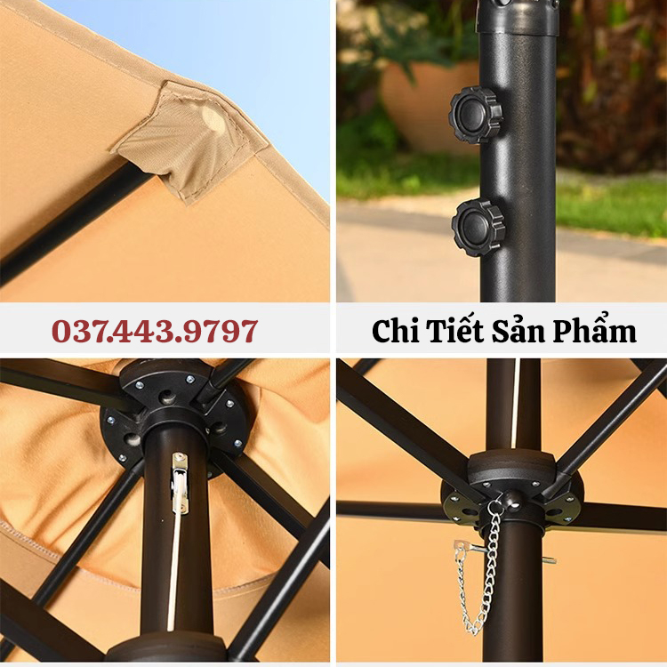 Ô Dù Chính Tâm Ba Mái Kết Hợp Dài 4.55m Rộng 2.65m Che Nắng Mưa Ngoài Trời Nhập Khẩu Chân Đế INOX Có In Logo