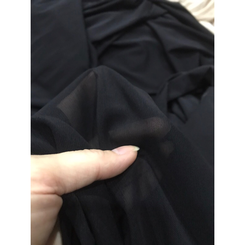 Vải Thun Lưới Dai màu đenloại dày co giãn 4 chiều  mềm rũ ,may đầm váy ,áo kiểu thiết kế thời trang