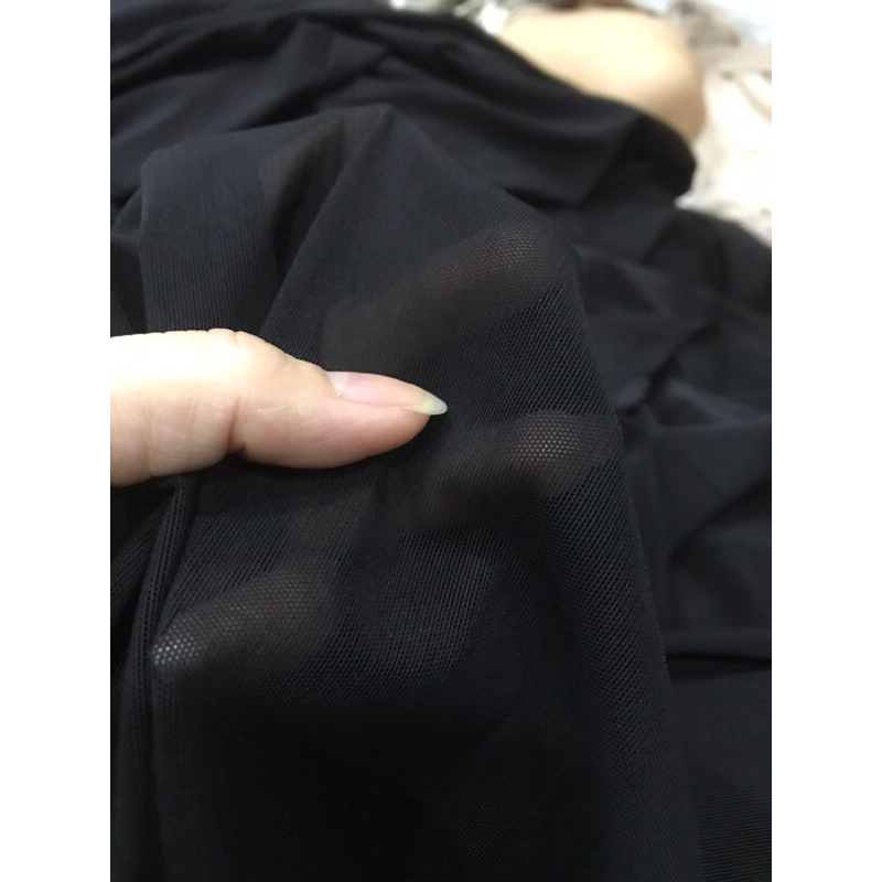 Vải Thun Lưới Dai màu đenloại dày co giãn 4 chiều  mềm rũ ,may đầm váy ,áo kiểu thiết kế thời trang