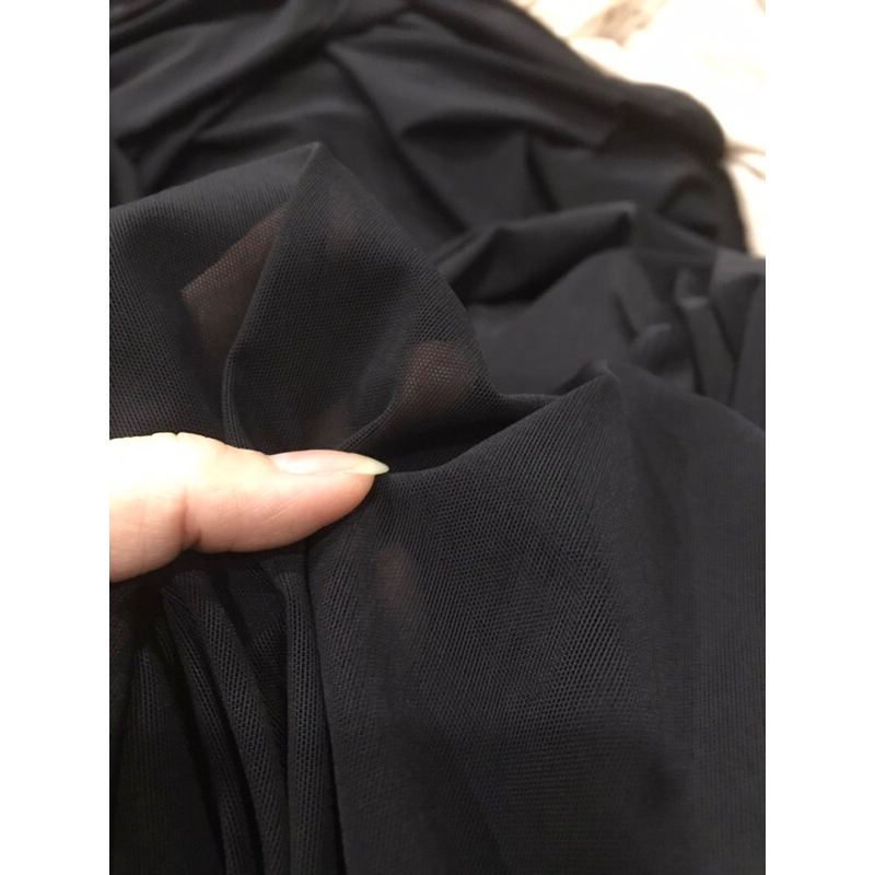 Vải Thun Lưới Dai màu đenloại dày co giãn 4 chiều  mềm rũ ,may đầm váy ,áo kiểu thiết kế thời trang