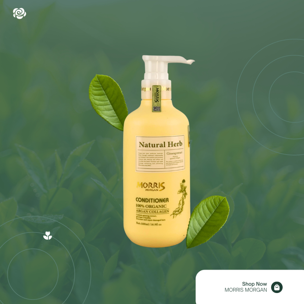 Dầu gội đầu thảo dược MORRIS MORGAN chiết xuất nhân sâm giúp chống lão hóa da đầu, mượt tóc và Sạch gàu 500mlx2