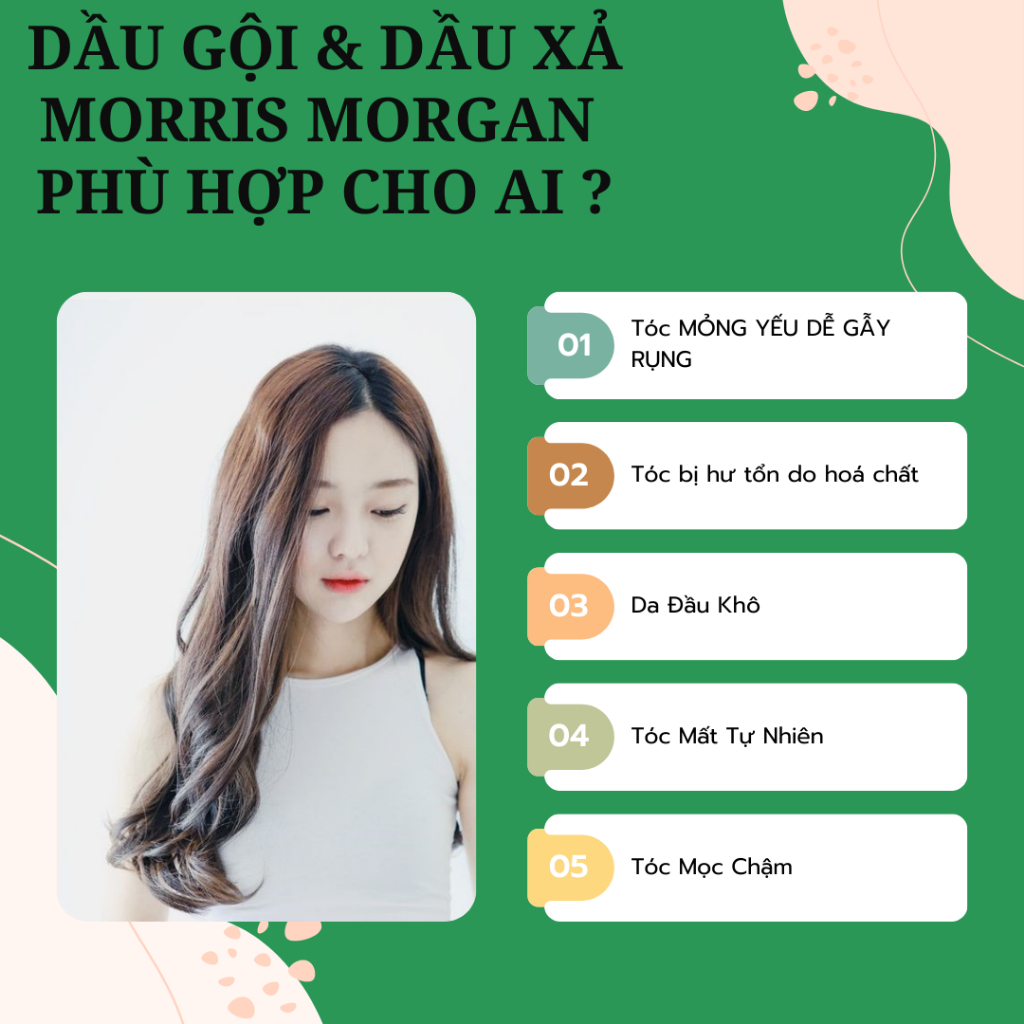 Dầu gội đầu thảo dược MORRIS MORGAN chiết xuất nhân sâm giúp chống lão hóa da đầu, mượt tóc và Sạch gàu 500mlx2