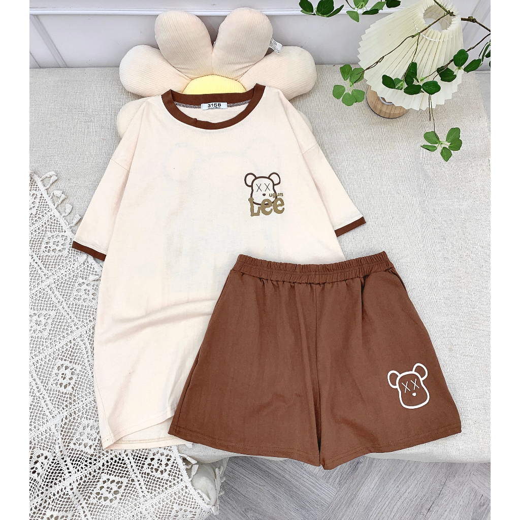 SET BỘ GẤU LEE - COTTON KHÔ 3158 FREESIZE, FULL MÀU, GIỮ PHOM, THOẢI MÁ