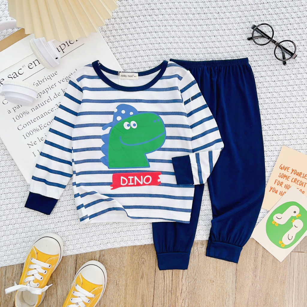 Bộ Thu Đông Dài Tay Cho Bé 💖 Bộ Thun Lạnh Dài Tay Minky Mom Cho Bé Trai Bé Gái Với Họa Tiết Siêu Dễ Thương .