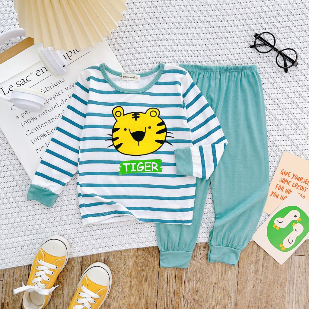 Bộ Thu Đông Dài Tay Cho Bé 💖 Bộ Thun Lạnh Dài Tay Minky Mom Cho Bé Trai Bé Gái Với Họa Tiết Siêu Dễ Thương .