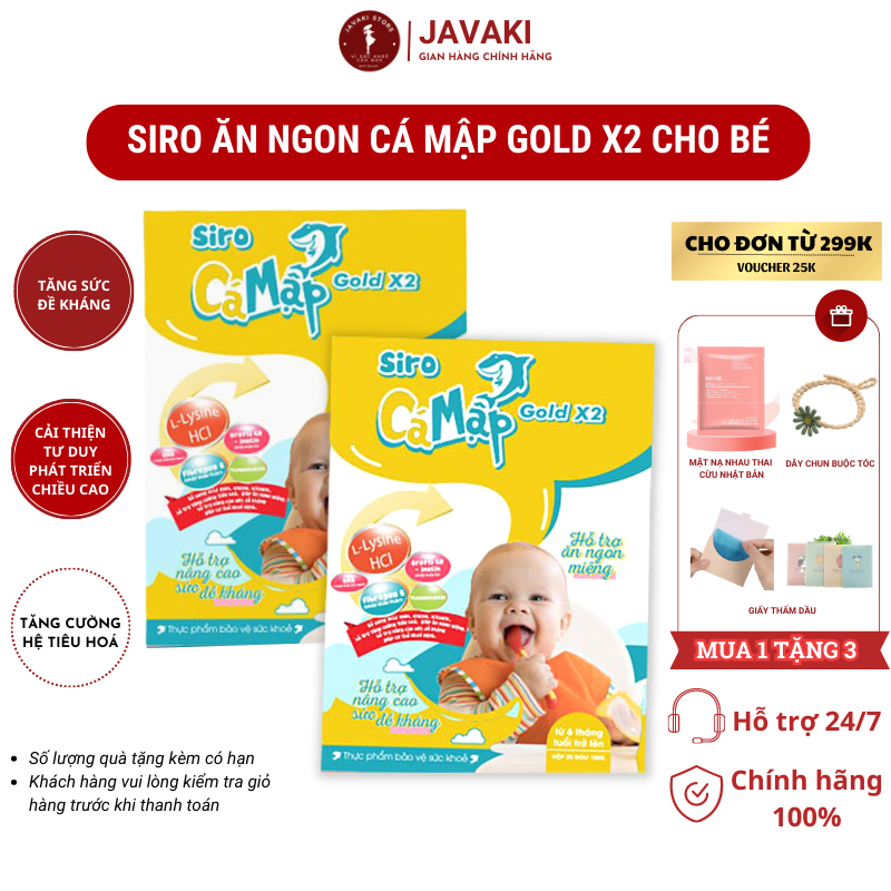 Siro ăn ngon cá mập Gold X2 hộp 30 giúp bé ăn khỏe ngủ ngon, tiêu hóa tốt JAVAKI STORE