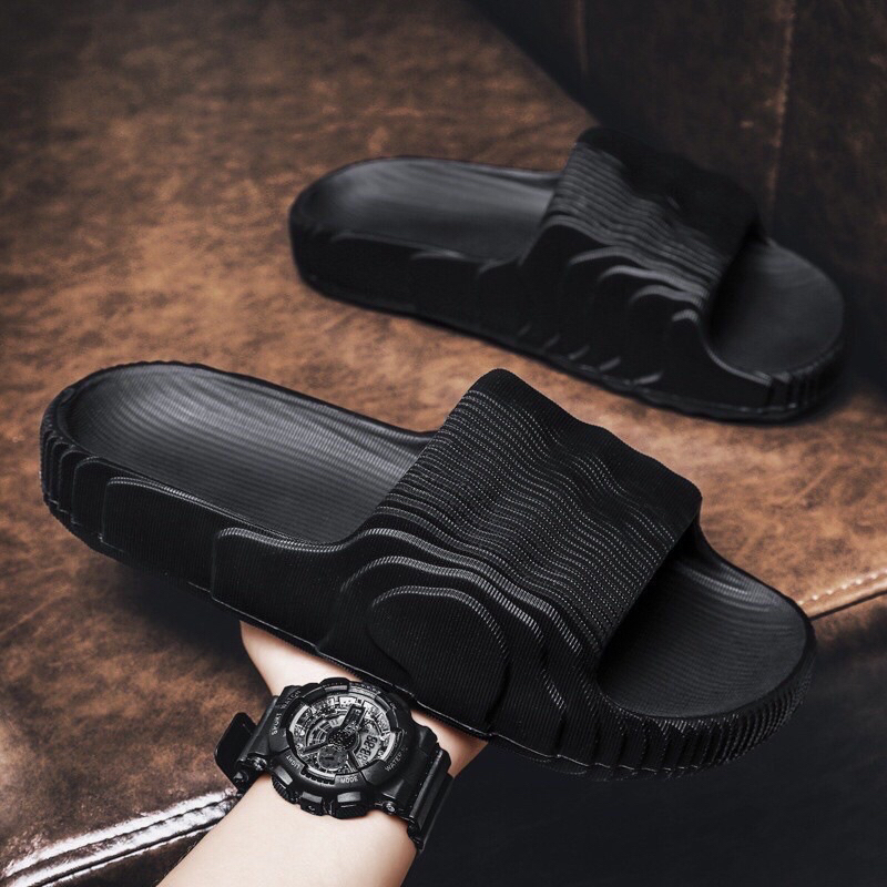 Dép quai ngang nam nữ, dép bánh mì unisex Vân gỗ độn đế 4cm chất liệu EVA cao cấp