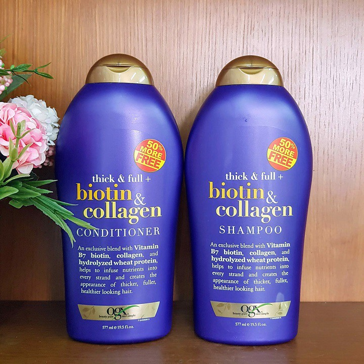 Dầu gội xả Biotin Collagen 577ml chống rụng tóc vàkích thích mọc tóc (một cặp).