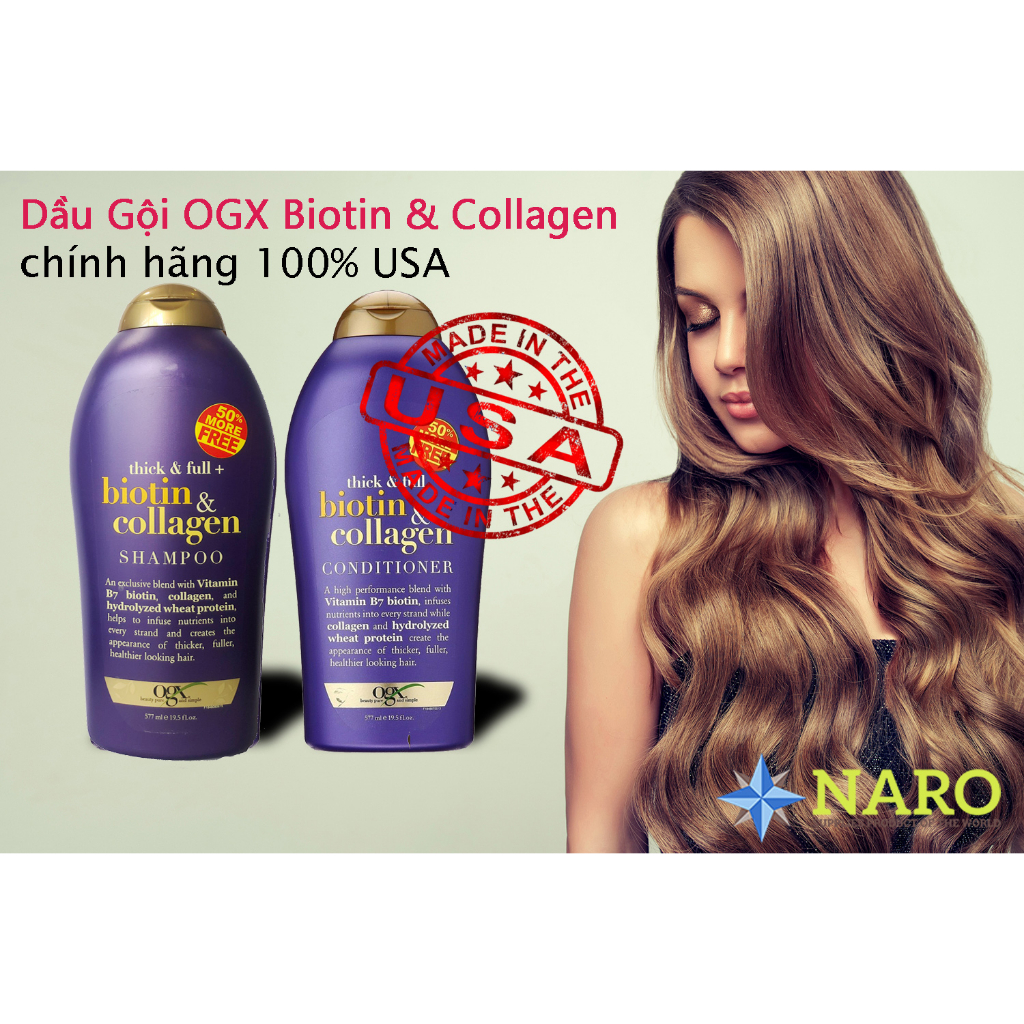 Dầu gội xả Biotin Collagen 577ml chống rụng tóc vàkích thích mọc tóc (một cặp).