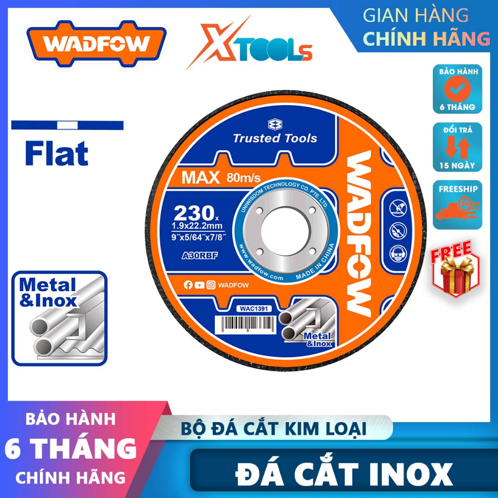 Đá cắt kim loại WADFOW nhiều kích thước, đĩa cắt sắt mini tròn cao cấp siêu bền chống vỡ chống mòn