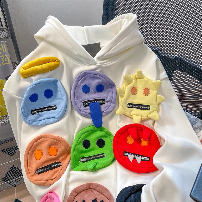 Áo hoodie thêu túi hình mặt quỷ UNISEX nam - nữ