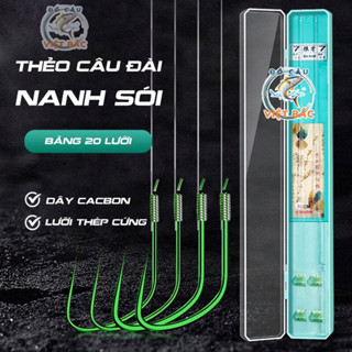 Bộ Hộp Đựng Thẻo Set 20 Thẻo Lưỡi Đôi Buộc Sẵn  Lưỡi Câu Nanh Sói Xanh Chuyên Câu Đài Câu Đơn Việt Bắc