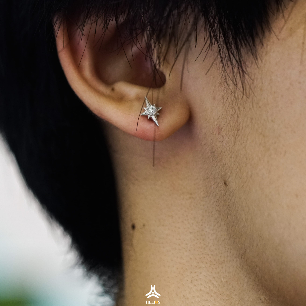 Khuyên tai bạc nam, nữ HeliSilver Eternal Star S925 KTB293
