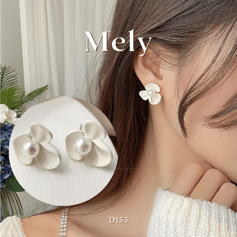Bông tai vòng hoa trắng nữ tính nhẹ nhàng phong cách hàn quốc - Mely D84