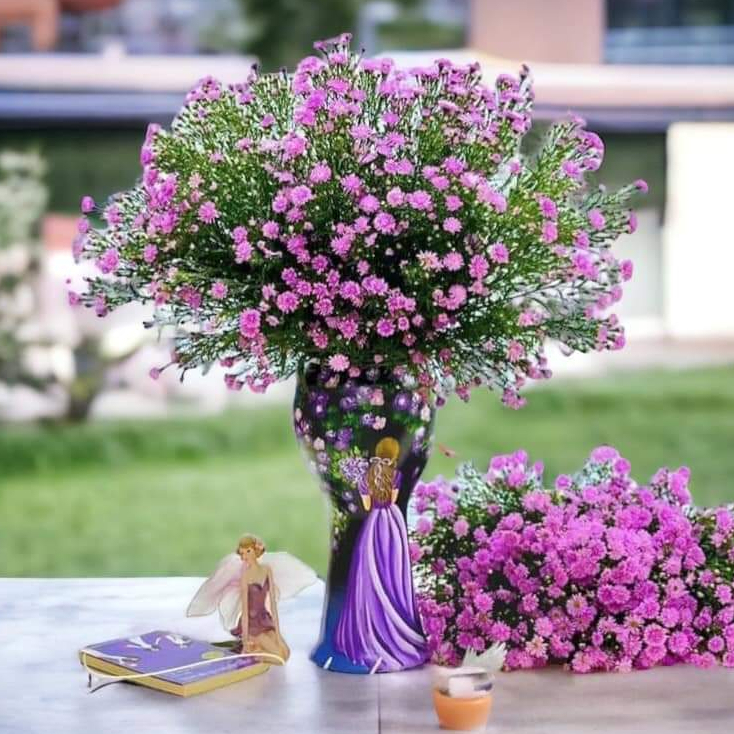 Bình hoa gốm sứ Bát Tràng, lọ hoa vẽ thủ công sơn mài 3D tỉ mỉ cao 38 cm decor trang trí phòng khách sang trọng, cao cấp