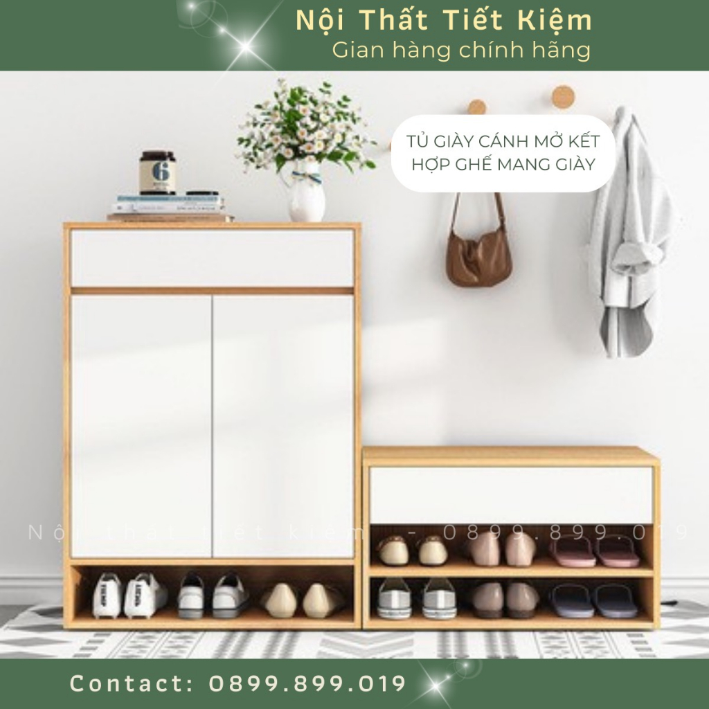 Kệ để giày Nội Thất Tiết Kiệm vân gỗ sồi dùng làm tủ giày thông minh đã lắp sẵn hạn chế trầy NTTKTG05