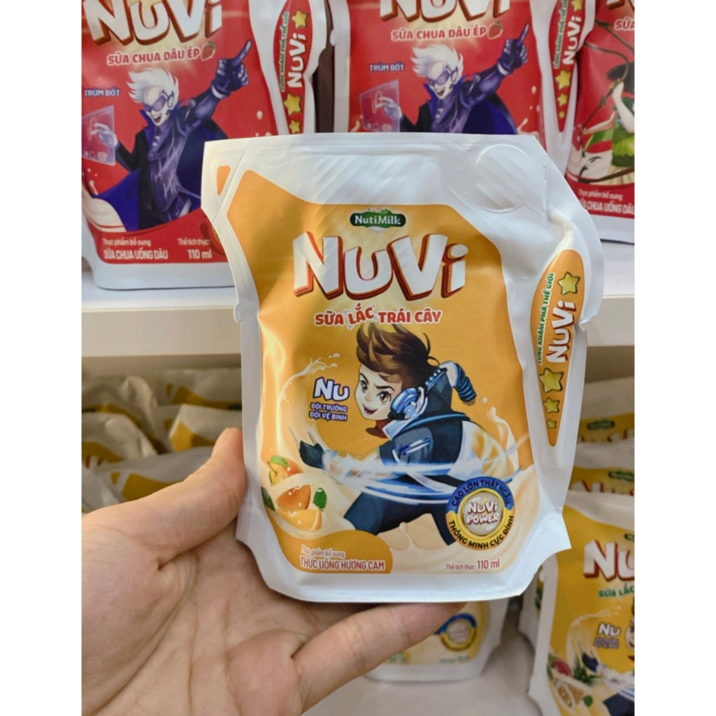 Thùng 24 túi NuVi Sữa Lắc Trái Hương Trái Cây-110ml