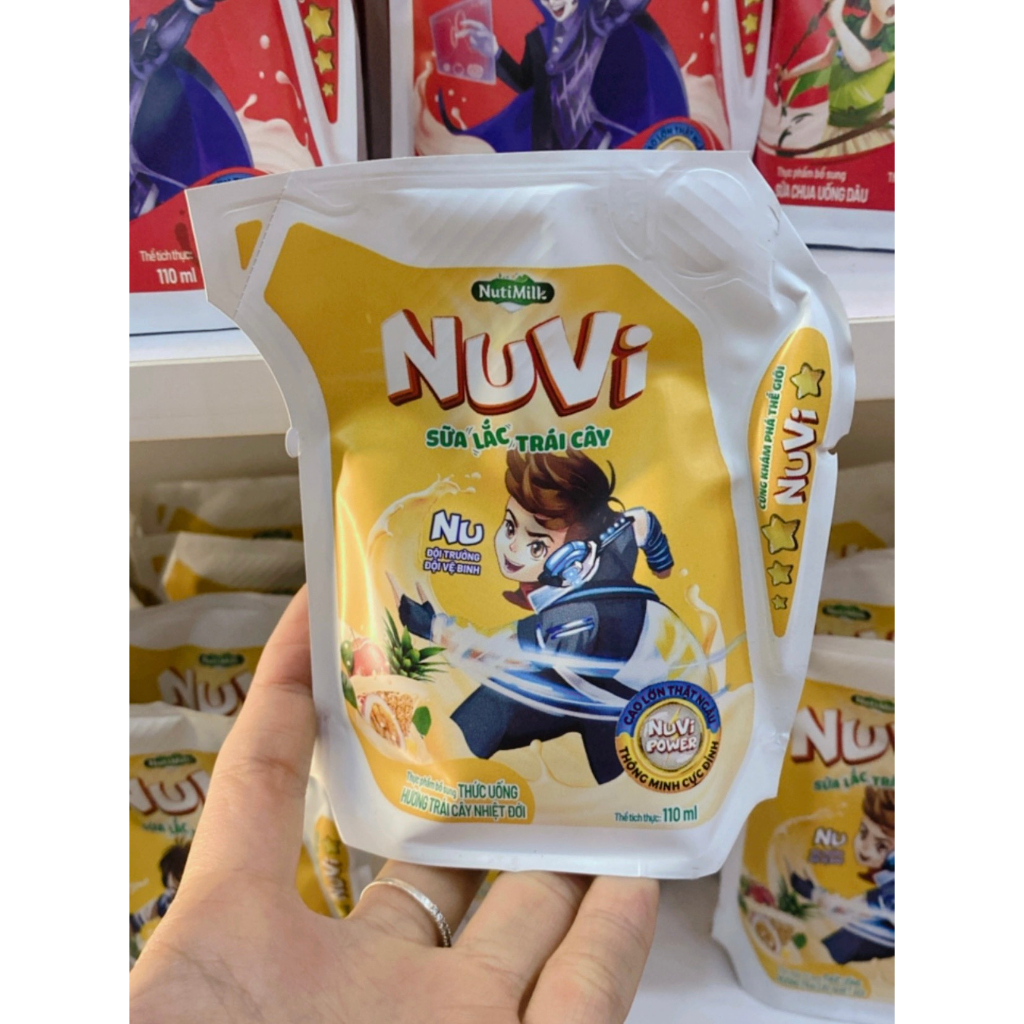 Thùng 24 túi NuVi Sữa Lắc Trái Hương Trái Cây-110ml