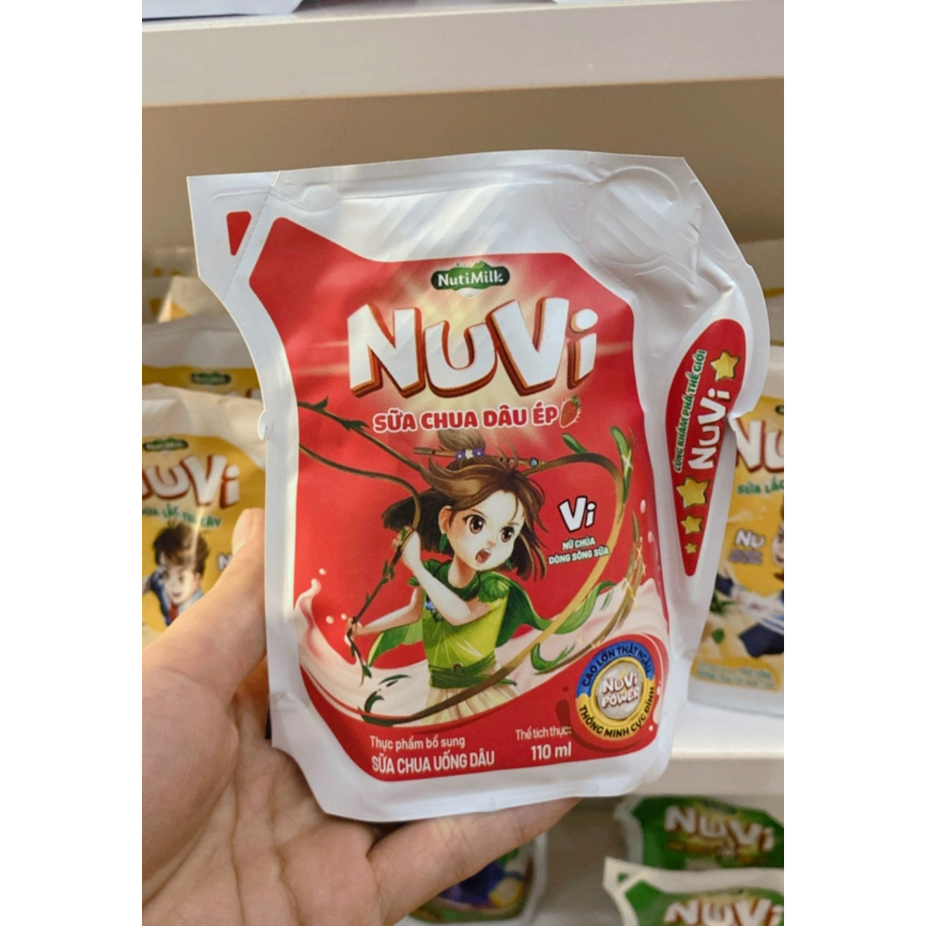 Thùng 24 túi NuVi Sữa Lắc Trái Hương Trái Cây-110ml