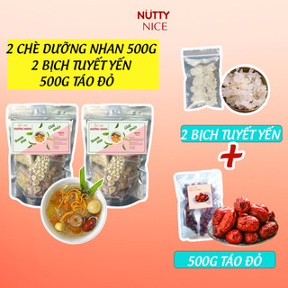 2 set nguyên liệu nấu chè dưỡng nhan tuyết yến 13 vị 500gam 25 30 chén nutty nice