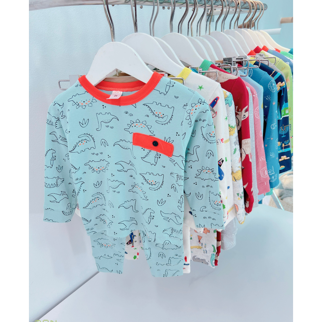 Bộ quần áo dài tay Cater Sài Gòn, vải cotton mềm mịn, co giãn thoải mái cho bé trai, bé gái BD41