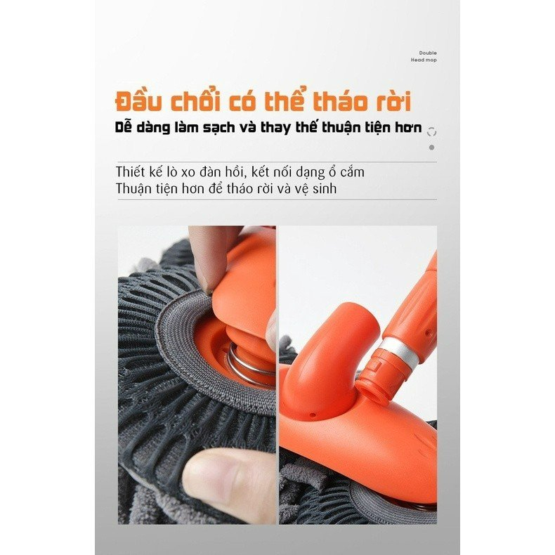 Chổi Rửa Xe Ô Tô 2 Đầu Xoay 360 Độ Co Rút Tiện Lợi, Dụng Cụ Rửa Xe Điểu Chỉnh Độ Dài, Bông Lau Mềm Mại An Toàn Cho Xe