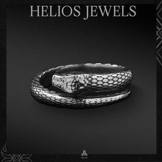 Nhẫn bạc nam, nữ HeliSilver Snake Ver 2 - xi đen S925 NBN0183